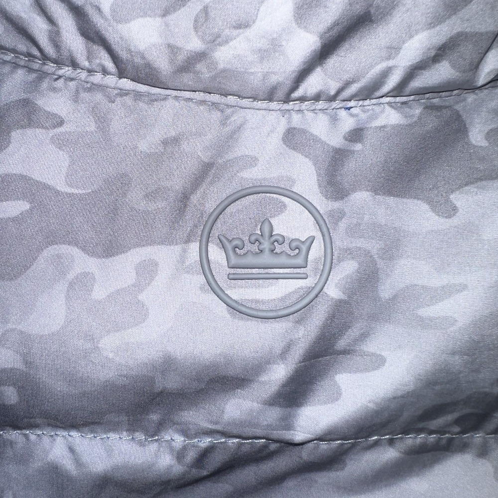 Peter Millar Crown Sport Quilted Vest Mens L Gray Camo Hyperlight Golf Full Zip - Picture 5 of 8
